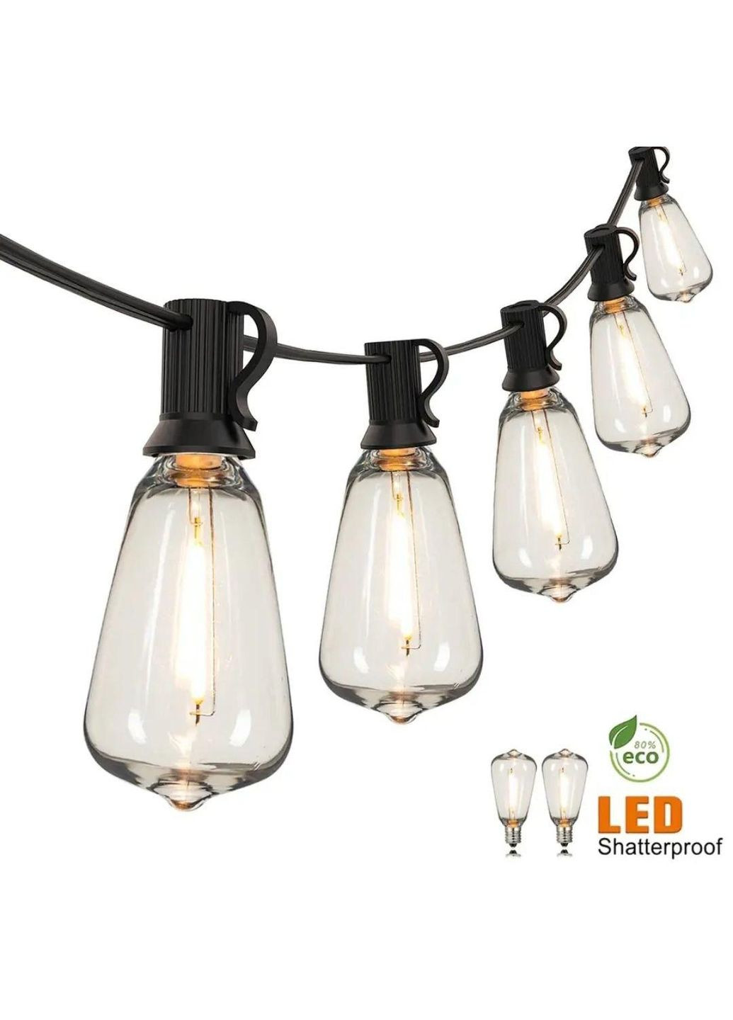 Вулична гірлянда. Вулична ретро гірлянда з лампочками Едісона. 3 м 10 ламп No Brand (363975865)