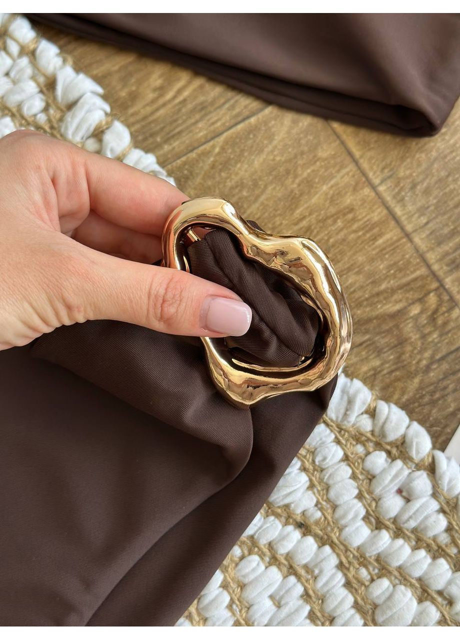 Темно-коричневий літній стильний купальник суцільний No Brand