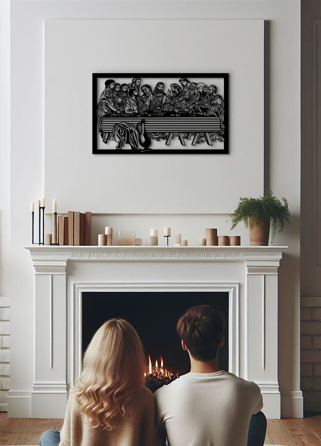 Настінний декор для кімнати, інтер'єрна картина з дерева "Тайна вечеря", оригінальний подарунок 40х25 см Woodyard (292013287)