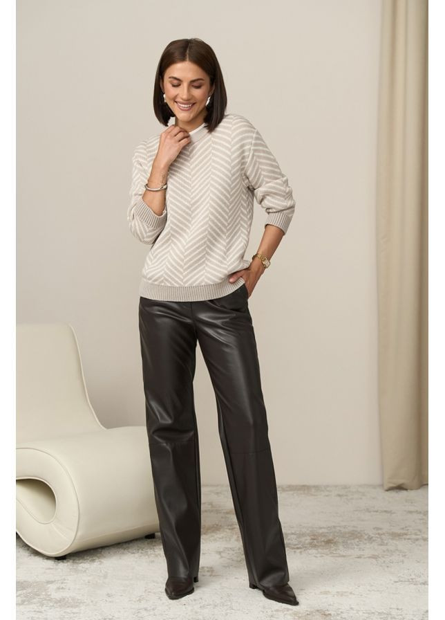 Бежевий джемпер 2821 натуральний з молочним Triko Bakh