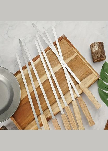 Набір шампурів в чохлі з дерев'яною ручкою DA609 8 шт No Brand (321992050)