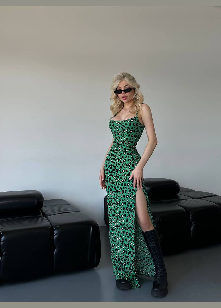 Зелена кежуал сукня N.Family леопардовий