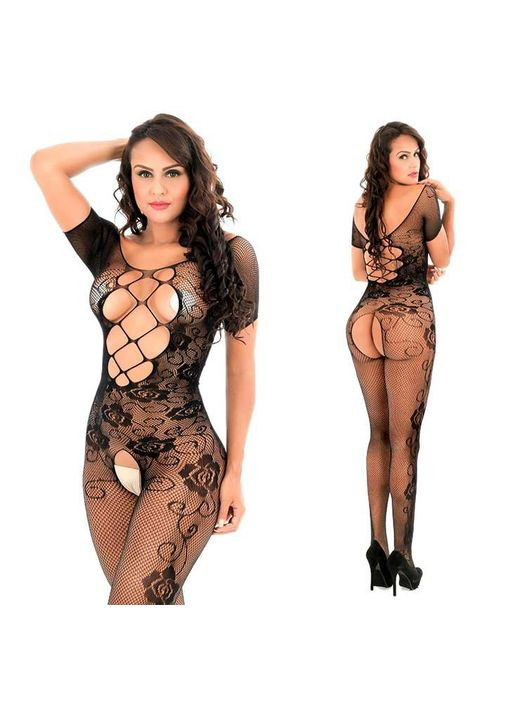 Відкритий бодістокінг чорного кольору для рольових ігр з дуже ніжного, еластичного і м'якого матеріалу спандекса L&L (360863807)