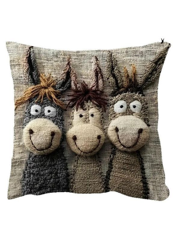 Декоративна подушка 45х45 см Веселі Ослики No Brand (372049125)