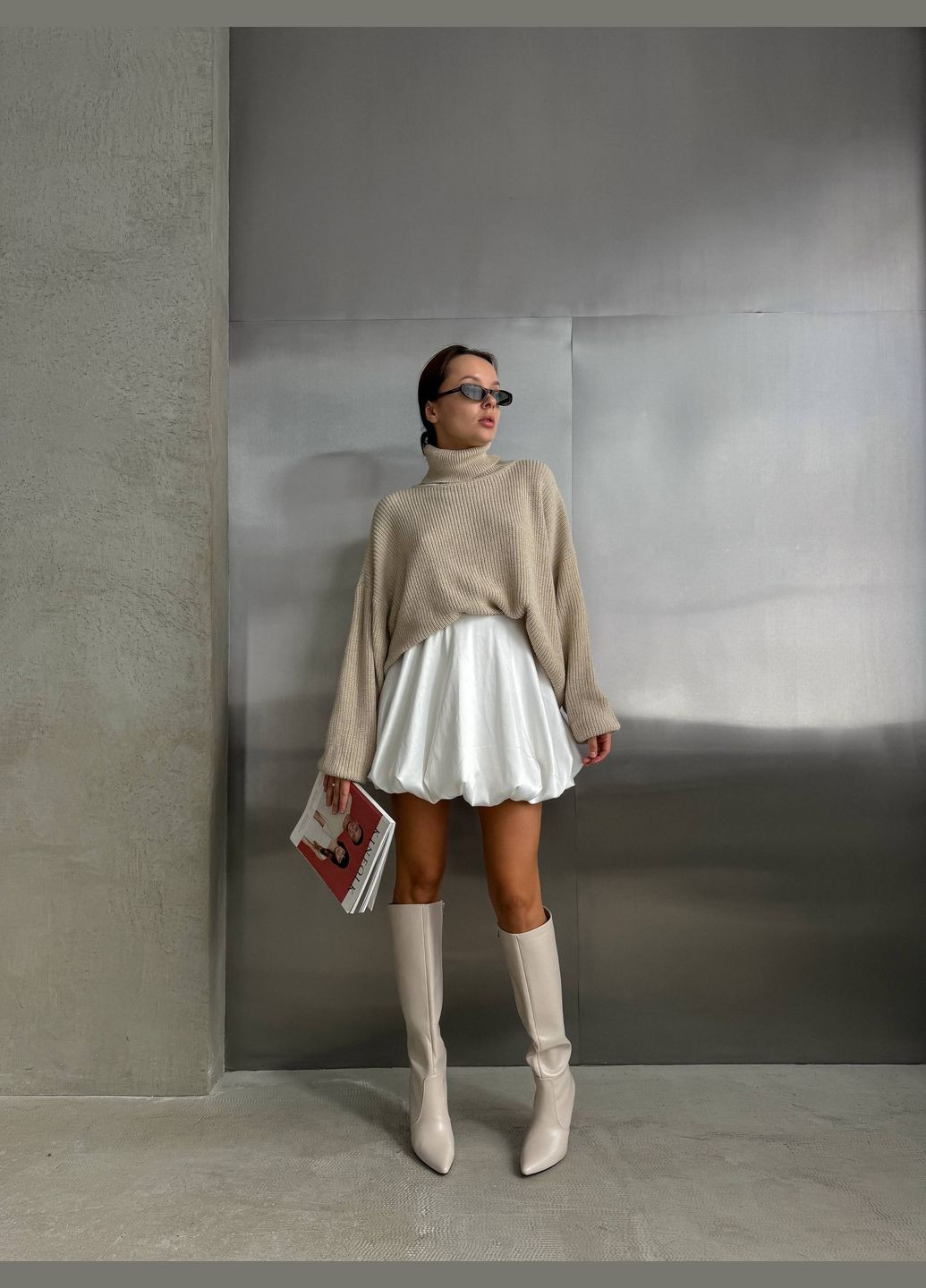 Світло-бежеві демісезонні чоботи “Latte Elegance” — екошкіра, фліс, каблук 9 см No Brand (339610755)