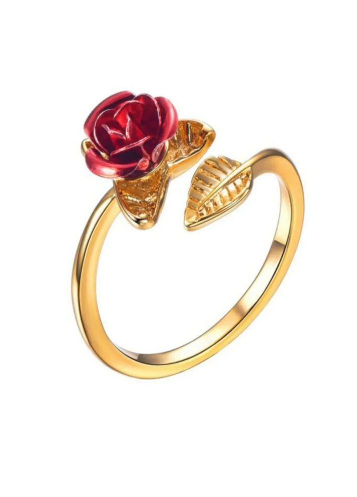 Женское кольцо в виде красн6ой розы серебристое размер 17 Fashion Jewelry (289355685)