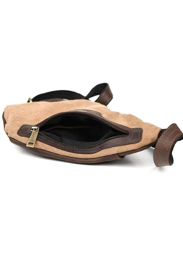 Сумка слинг через плечо мужская из натуральной кожи и текстиля для телефона и для документов средняя Коричневый 38820 TARWA (351403651)