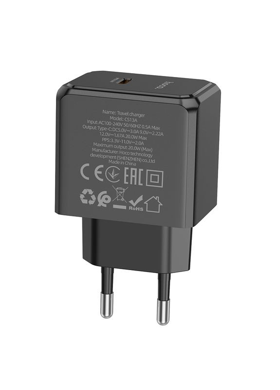 Сетевое зарядное устройство single port PD20W charger Black (6942007603805) Hoco CS13A Ocean (361348099)