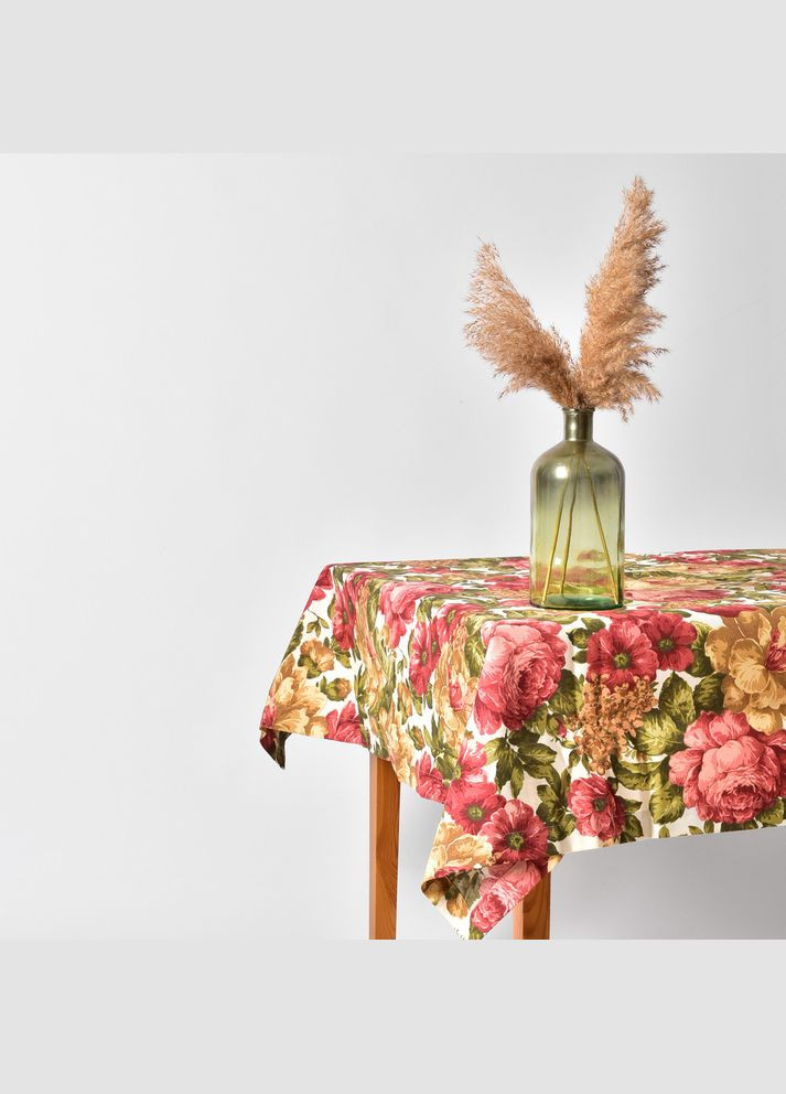 Скатерть 140х170 см с пятно и водоотталкивающей пропиткой хлопок пион бордо IDEIA (334726855)