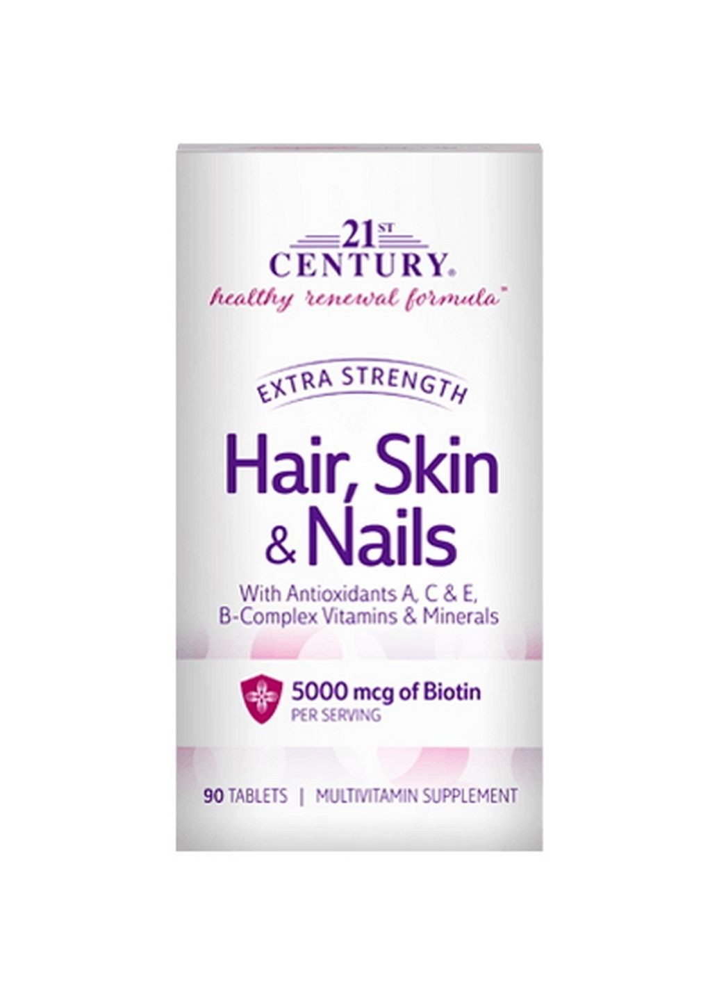 Вітаміни та мінерали Hair Skin and Nails Extra Strength, 90 таблеток 21st Century (293343167)