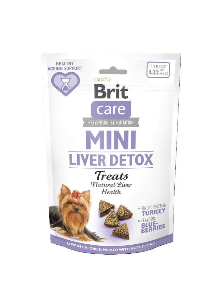 Лакомство Mini Treats Liver Detox для собак малых пород, для детокса печени, с индейкой и вкусом черники, 50 г Brit Care (355256096)