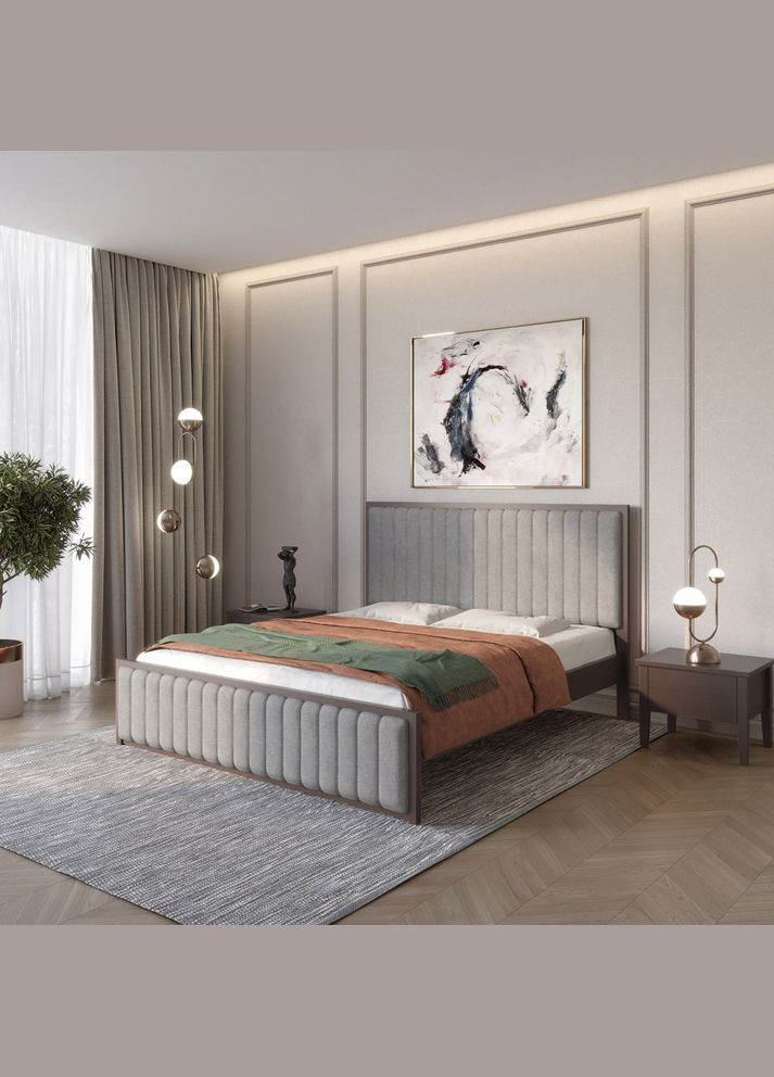 Односпальная деревянная кровать Вена Венге/Аляска 93 (Серый) 90х190 см (MBG-10756) Mebigrand (366027891)