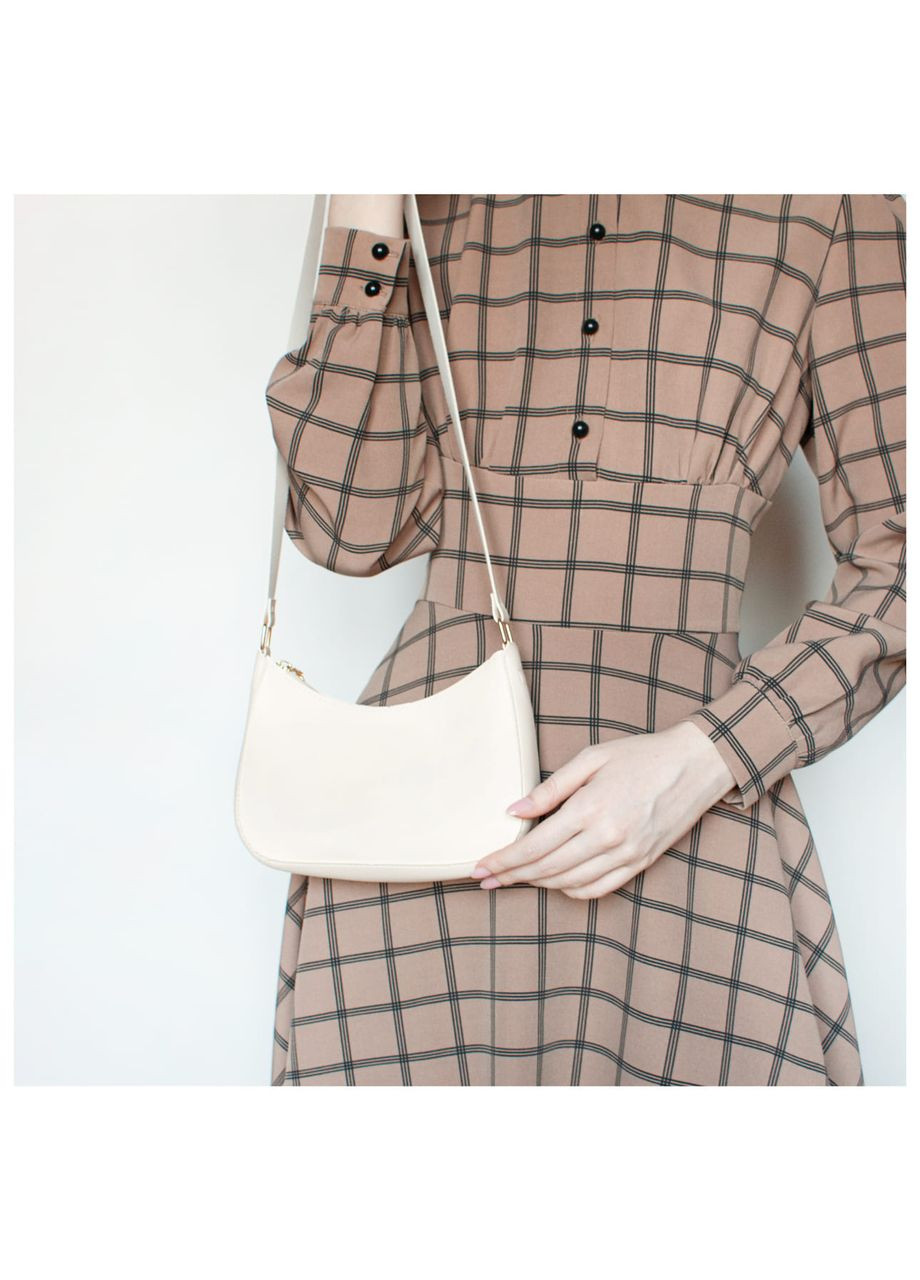 Бежева сумка-багет на блискавці крос-боді класичний мінімалізм стиль вінтаж ретро мінісумка повсякденна елегантна сумка екошкіра No Brand (322650263)