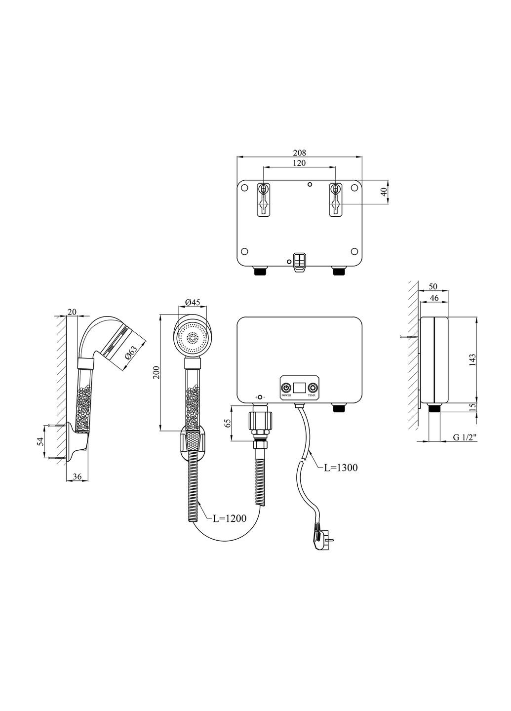 Проточный водонагреватель KRM Volt – CW200WMDS с дисплеем Kroner (340276417)