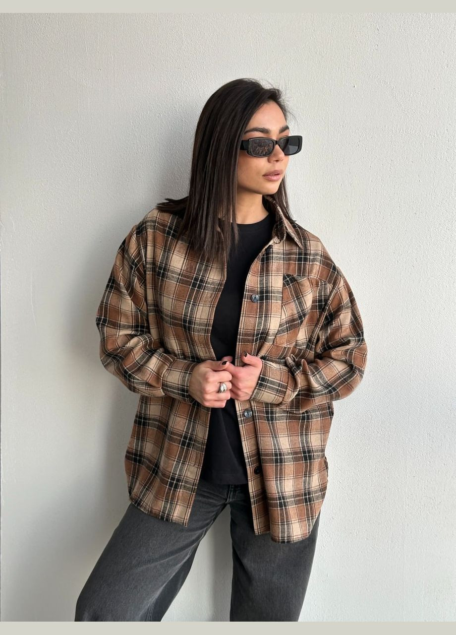 Коричневая повседневный, кэжуал рубашка в клетку No Brand