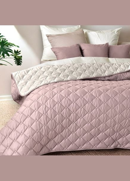 Двустороннее покрывало Cube 210х240 см микрофибра с антиаллергенным волокном, пудра/св.серый (8-32405*005) IDEIA (311226026)