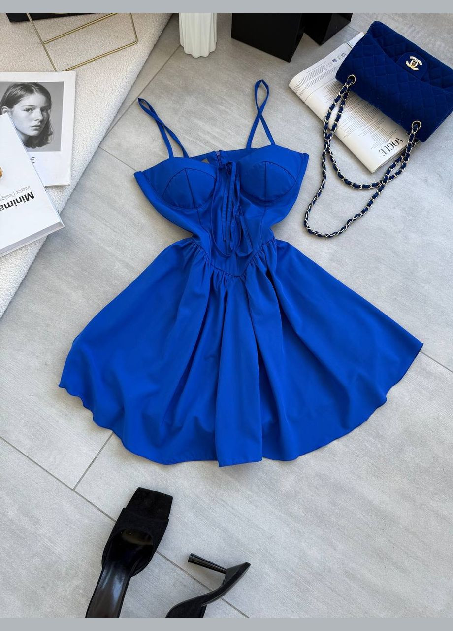 Синя святковий жіноча сукня-комбінезон імітацією корсета Avanti однотонна