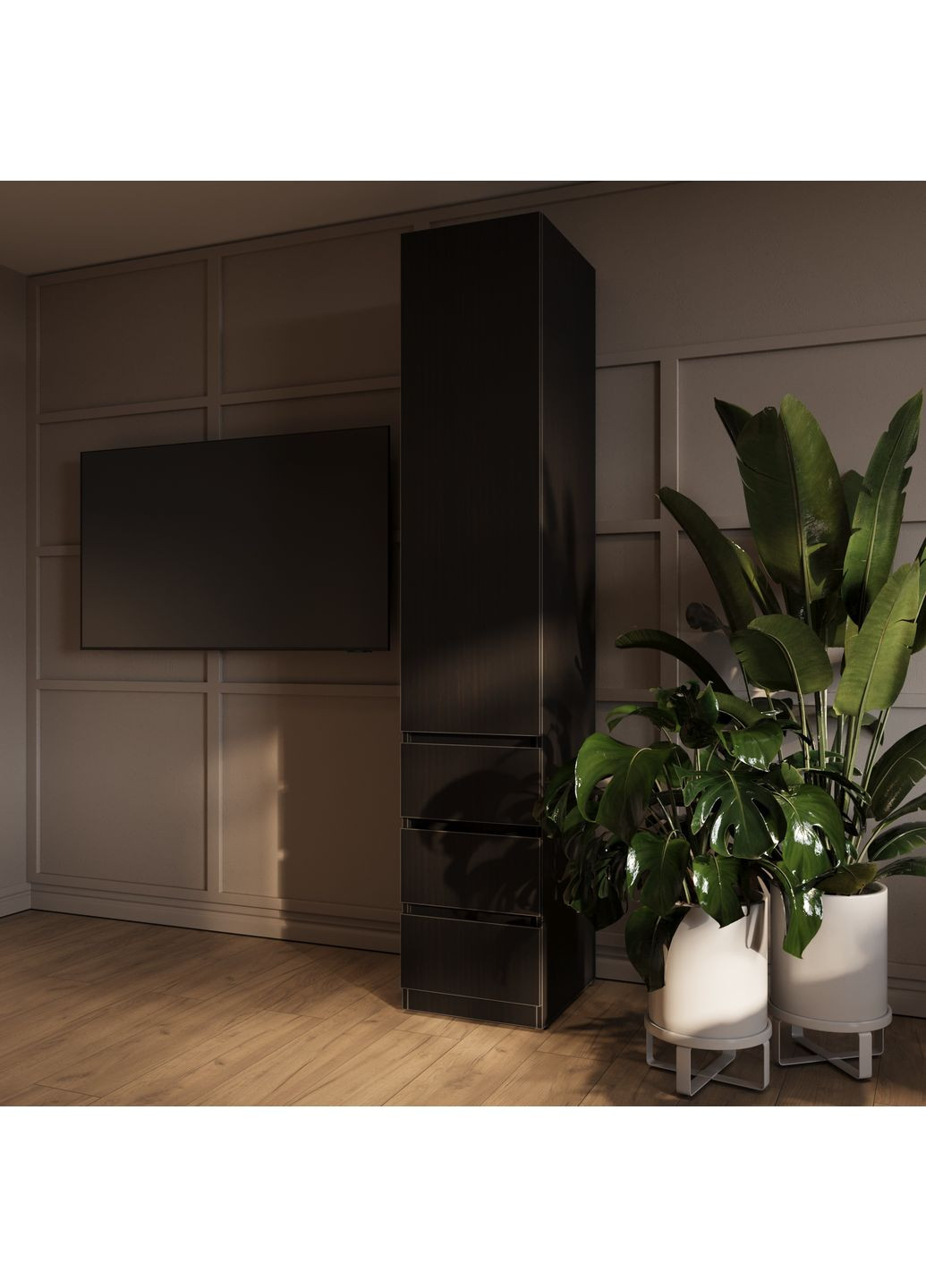 Пенал с 3 ящиками и держателем для одежды 40х50х210см MEBEX (356509078)