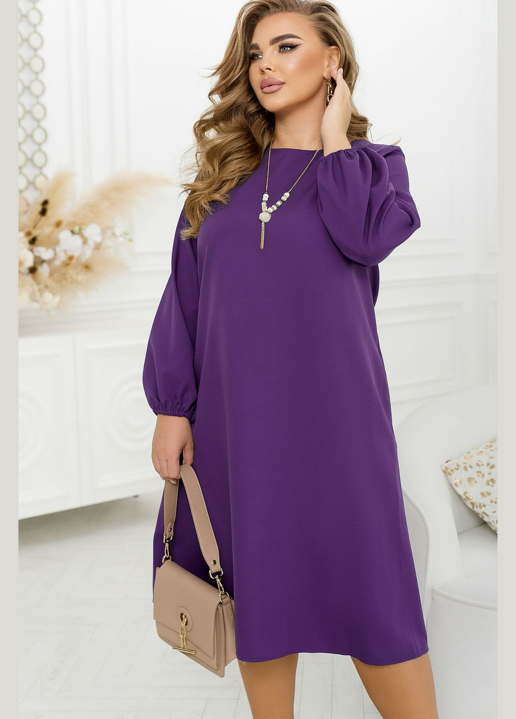 Фиолетовое повседневный платье а-силуэт Minova однотонное