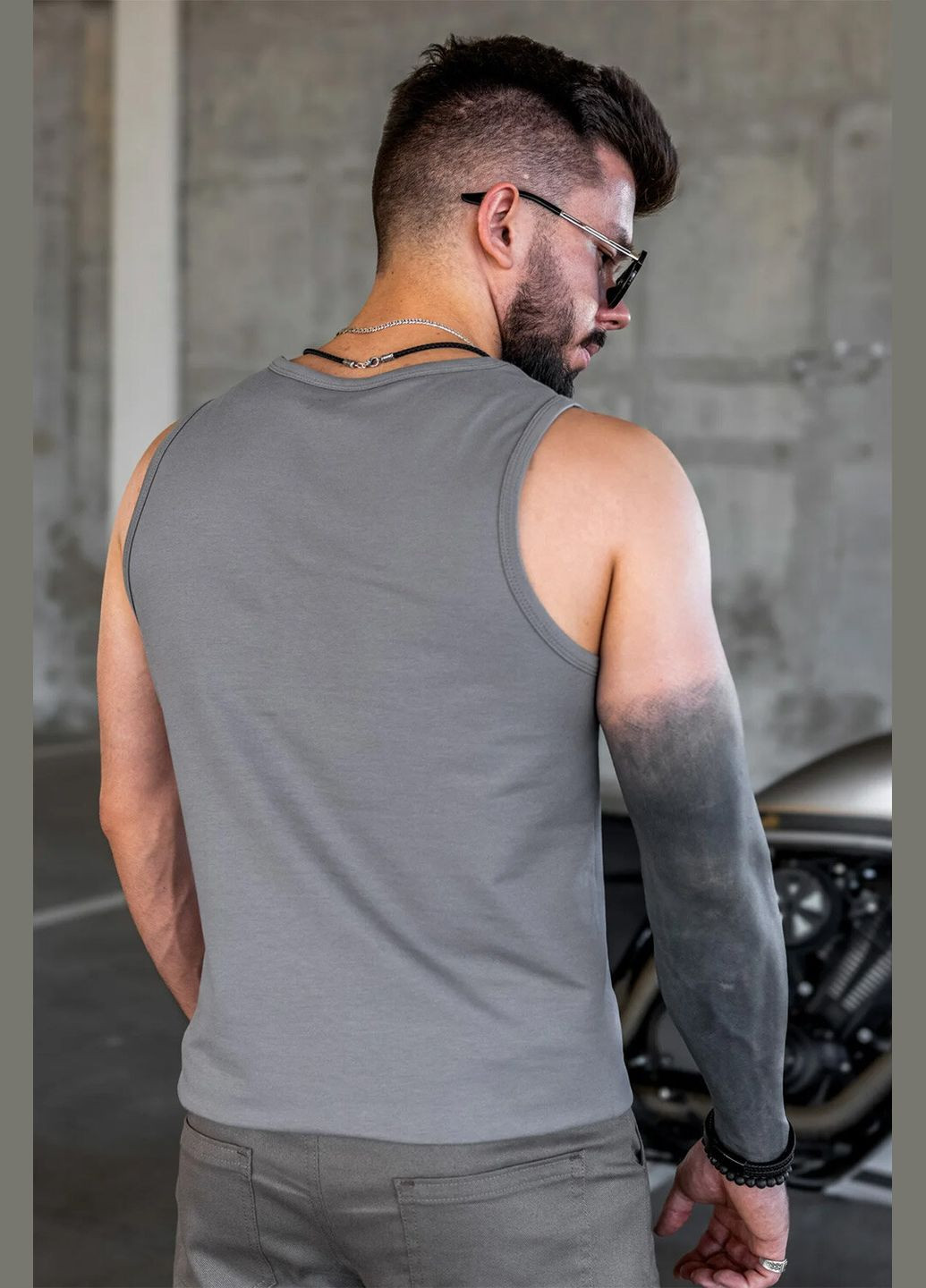 Мужская базовая майка Серая Teamv (316355064)