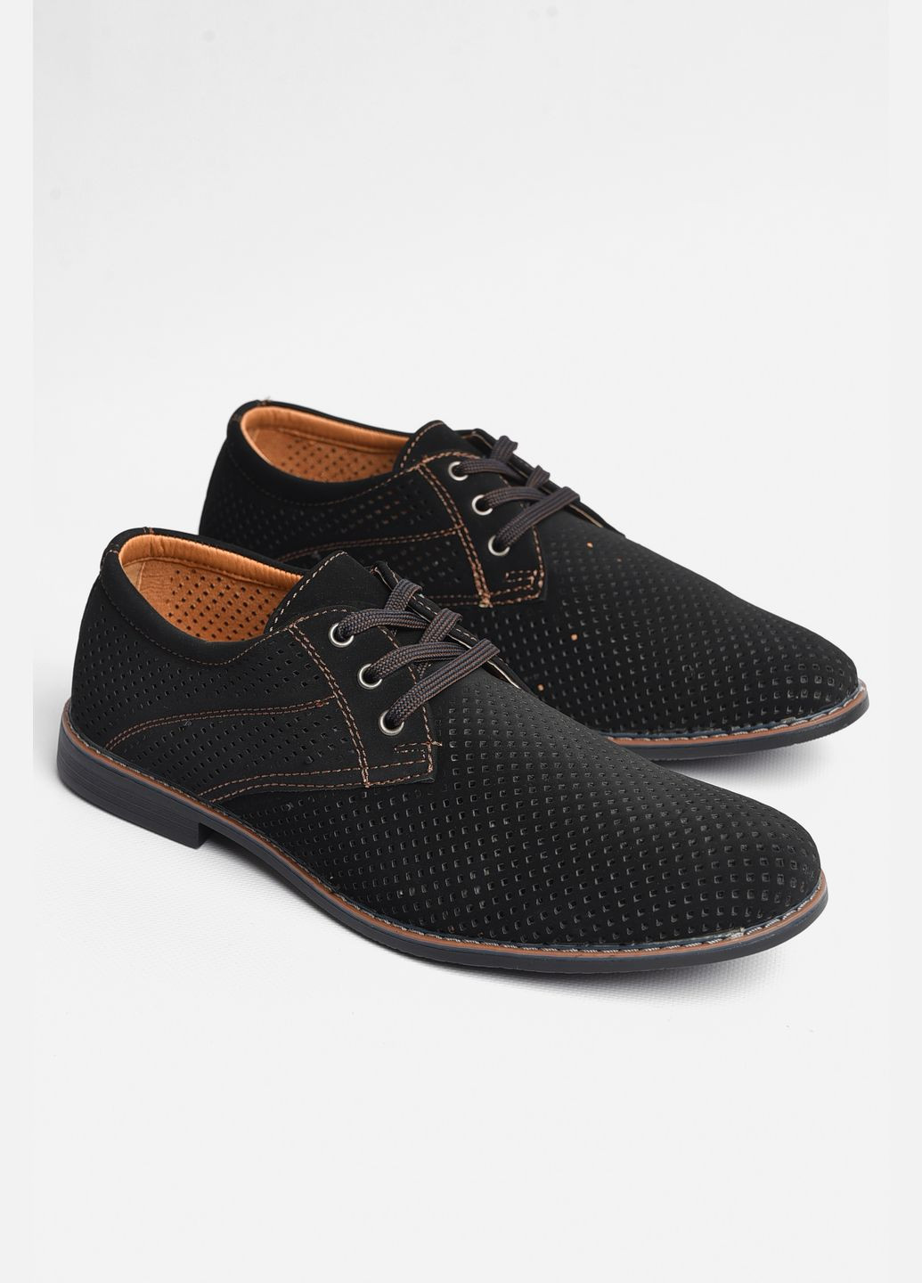 Черные классические туфли мужские черного цвета Let's Shop на шнурках