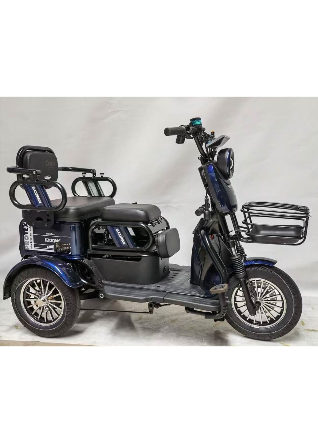 Corso електроскутер трицикл 1200W, Графен AGM 72V/23Ah, 45 км/г, 55 км запас ходу Protex (369369399)