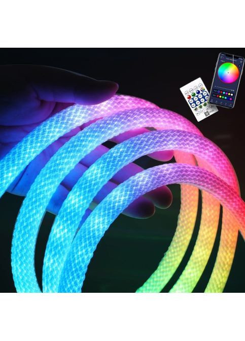 Неонова стрічка RGB 5м IP67 чешуйчатий неоновий шланг від USB та Bluetooth підключенням and (371631793)