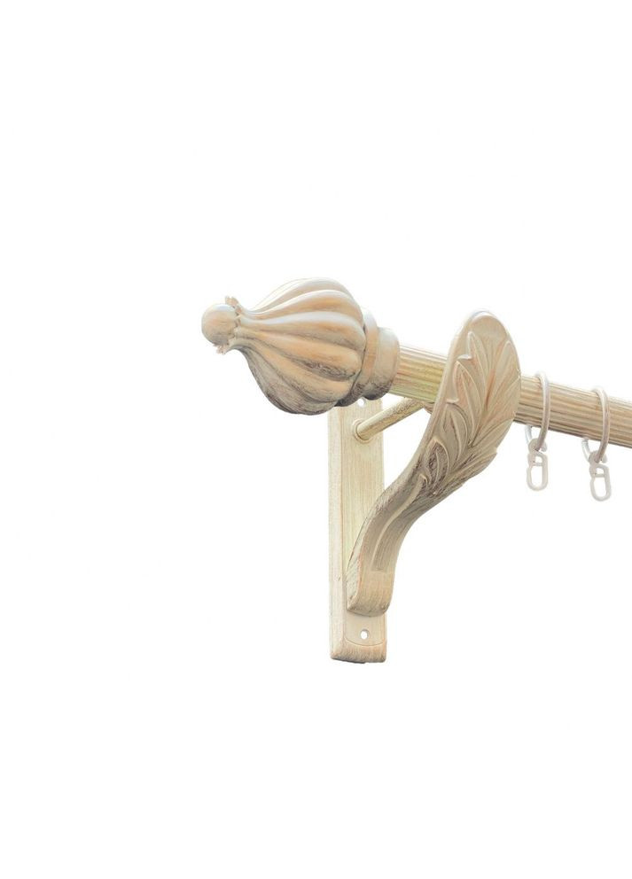 Карниз Таджа металлический однорядный ретро рифленая труба Белое золото 25 мм 300 см (00-00010622) ORVIT (300285437)