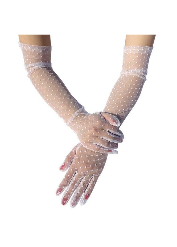 Довгі фатинові рукавички в горох весільні Honey Fashion Accessories S/M/L (7-35/1) No Brand (313286065)