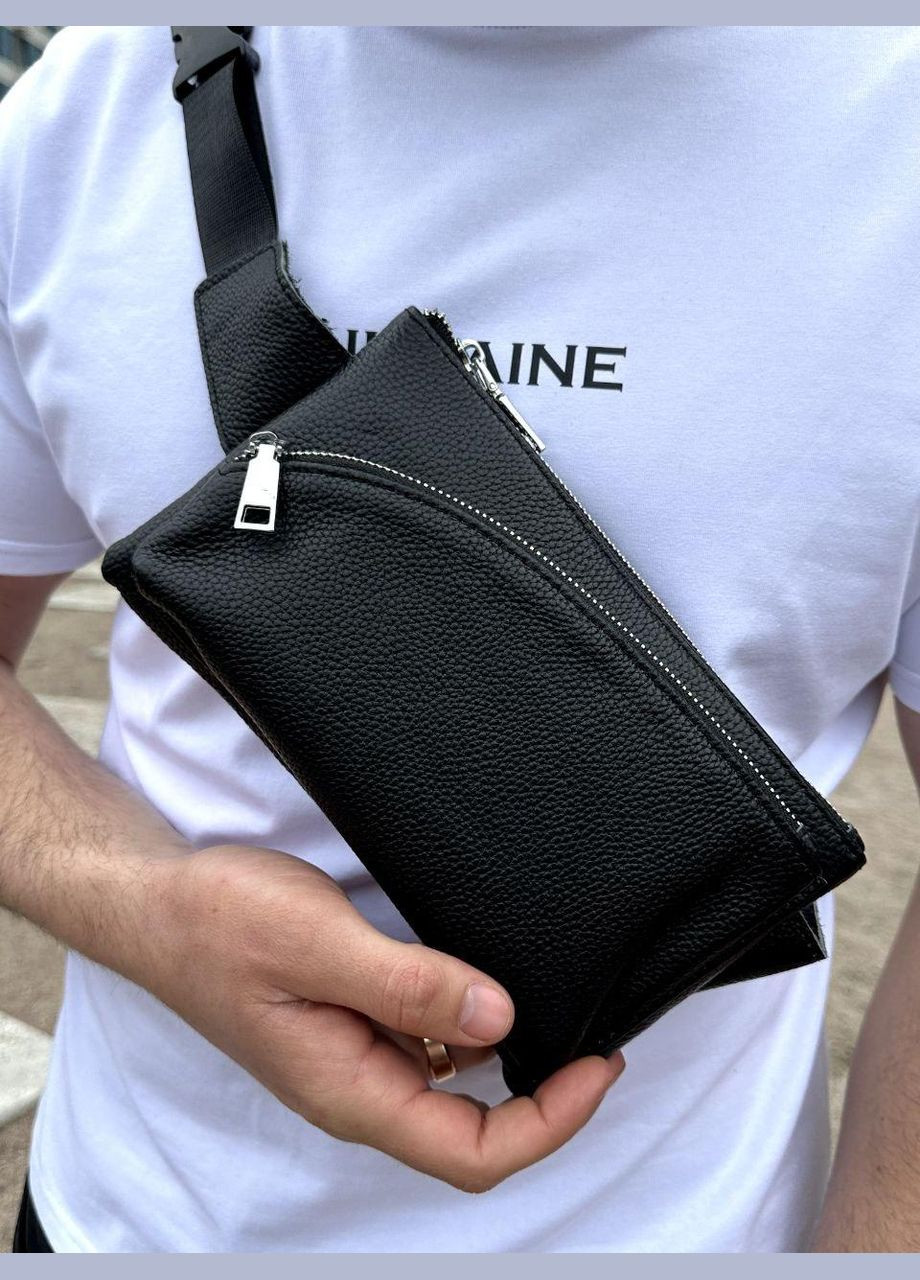Топ! Поясная сумка-бананка мужская кожаная черная TD-54928 Tiding Bag (359380729)