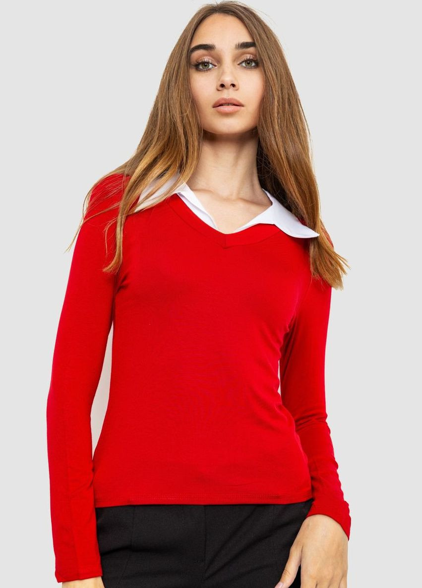 Червоний жіночий лонгслів з коміром Ager (293849769)