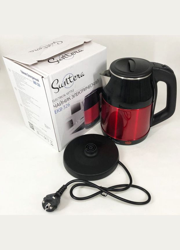 Электрочайник EKB-326R 1500 Вт/ Хороший электрический чайник / Чайник дисковый. Цвет: красный Suntera (364664094)