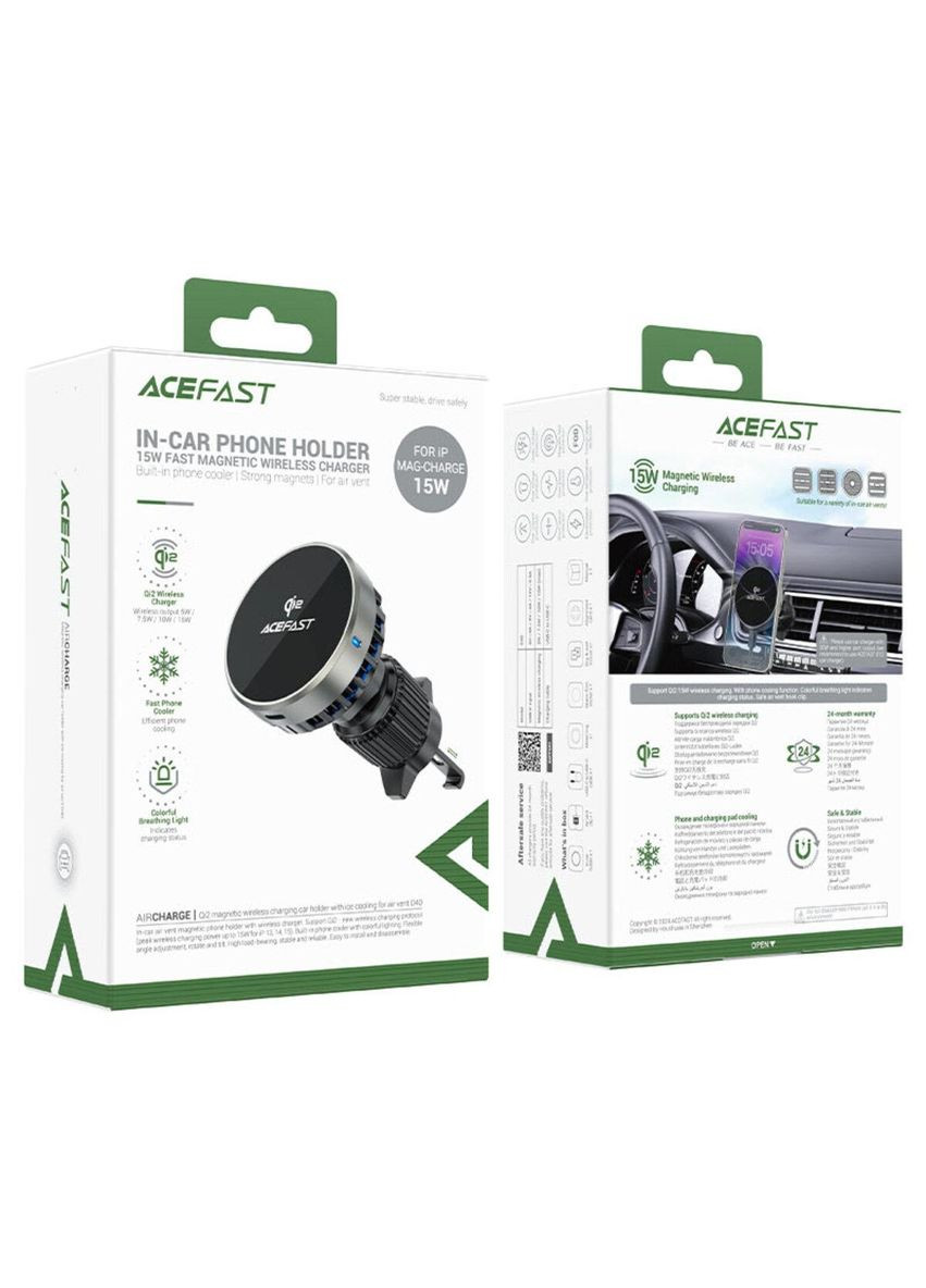 Автотримач для телефона з БЗП D40 Qi2 Magnetic Wireless Charging car holder with Ice Cooling for air Acefast (361241838)