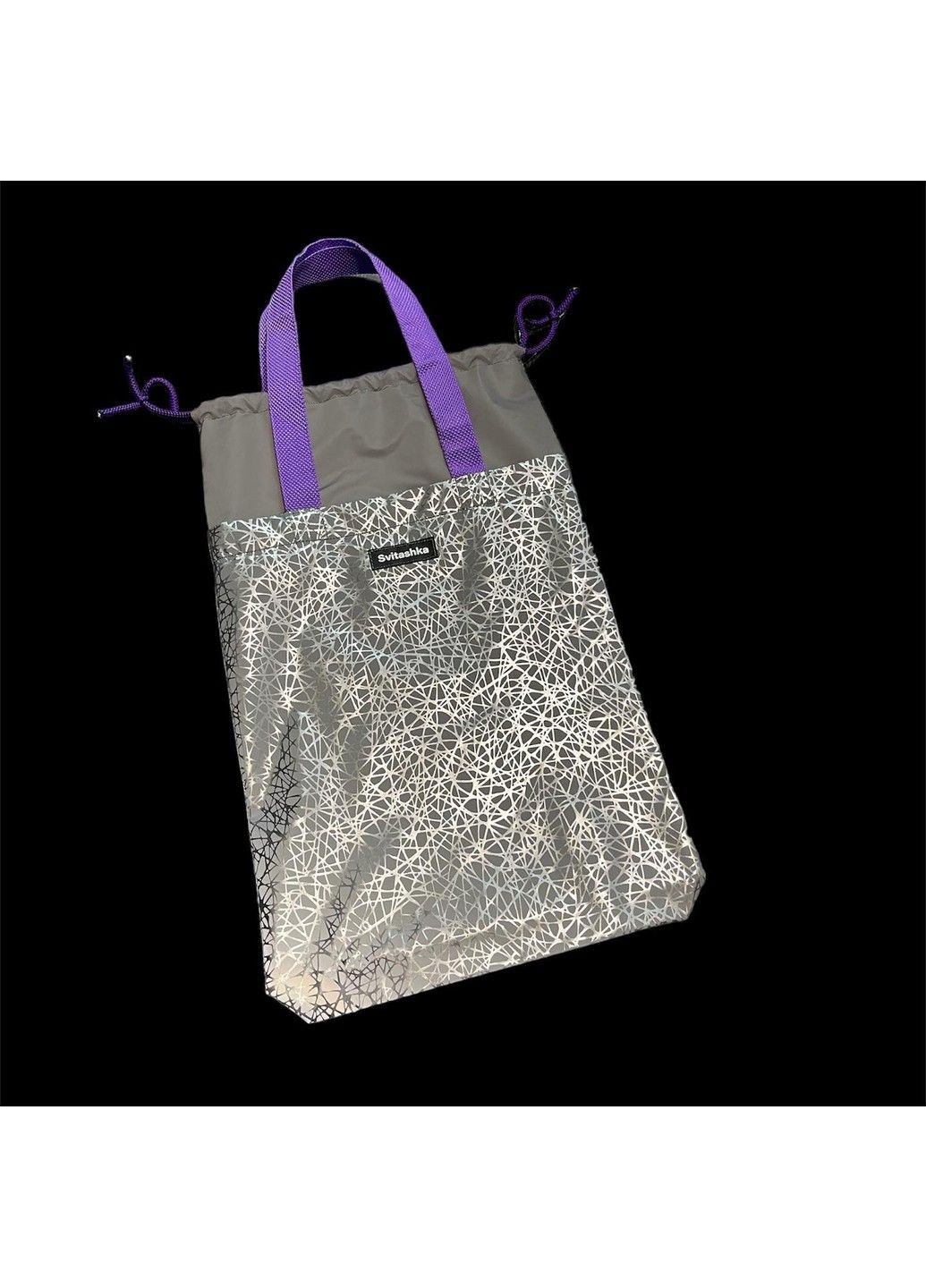 Світловідбиваючий шоппер Svitashka На завязках павутинка фіолетові ручки No Brand (303434752)
