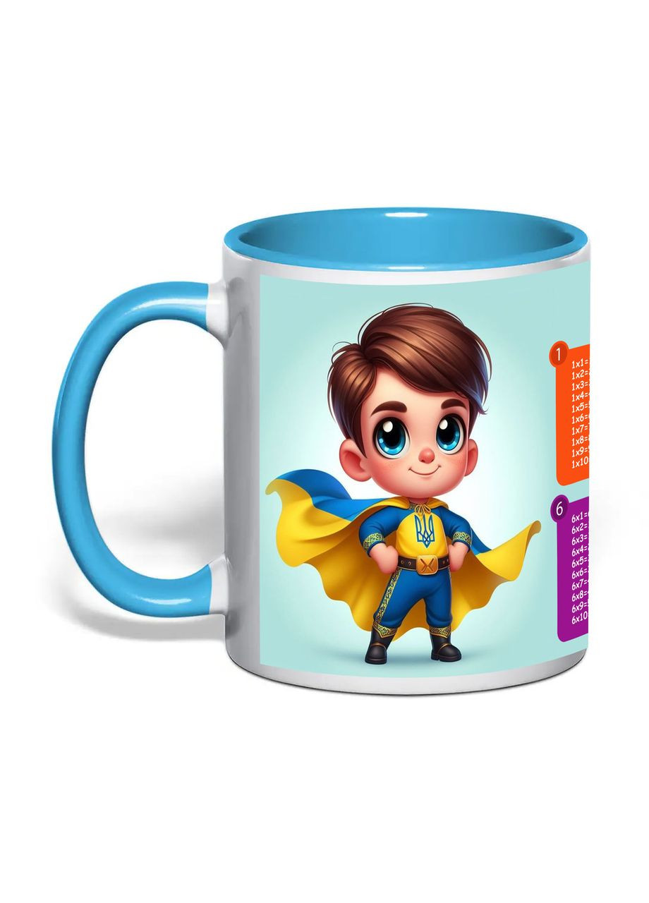 Чашка з друком "Табличка множення" №3 330 мл (колір блакитний) (30120) No Brand (358210503)