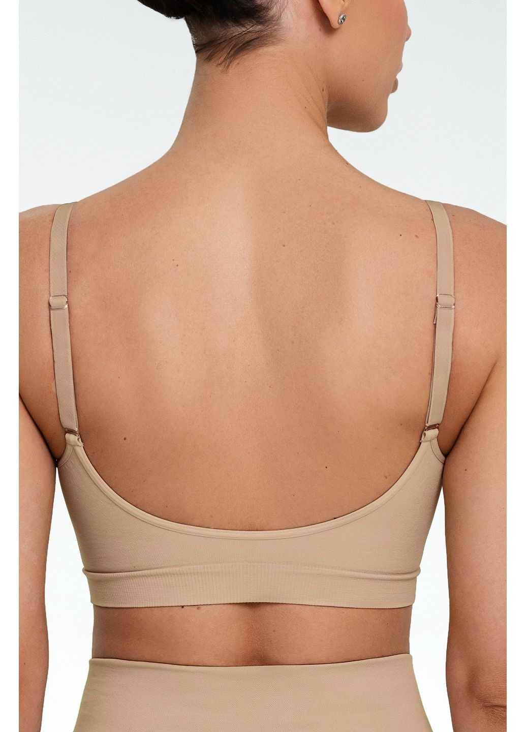 Светло-бежевый бюстгальтер-топ с мягкой чашкой без косточек bra shapewear Giulia микрофибра