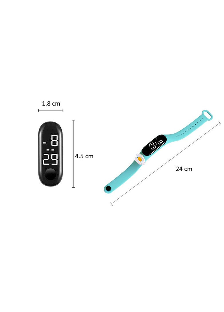 Детские сенсорные электронные часы с 3Д браслетом водонепроницаемые с ромашкой Зеленый PRC (262890118)