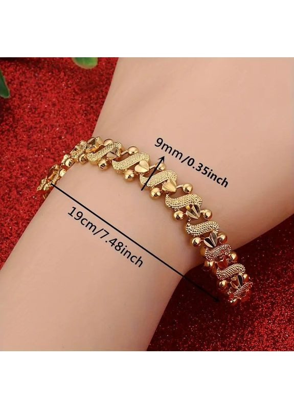 Браслет женский золотисто в стиле бохо покрытие 24K золотом 9 мм 19 см Liresmina Jewelry (368854797)