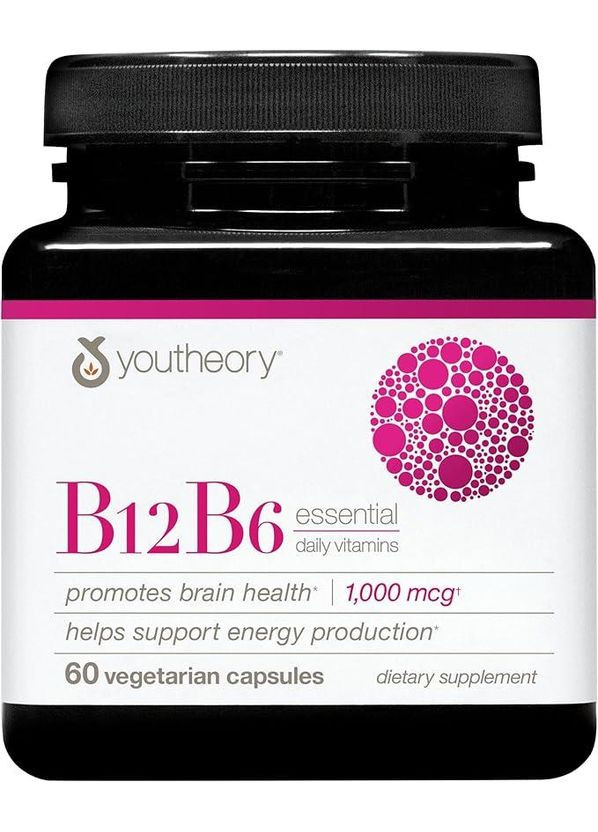 Вітаміни B12+B6 Essential, 60 капсул Youtheory (316680495)