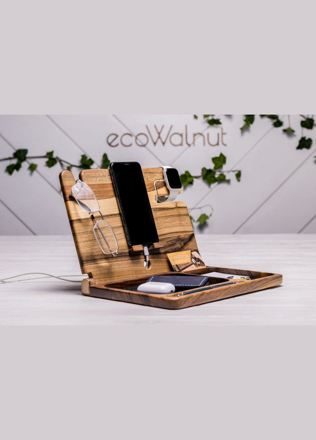 Органайзер для iPhone и часов Apple «iBook iWatch» Подарок для мужа EcoWalnut (293850370)