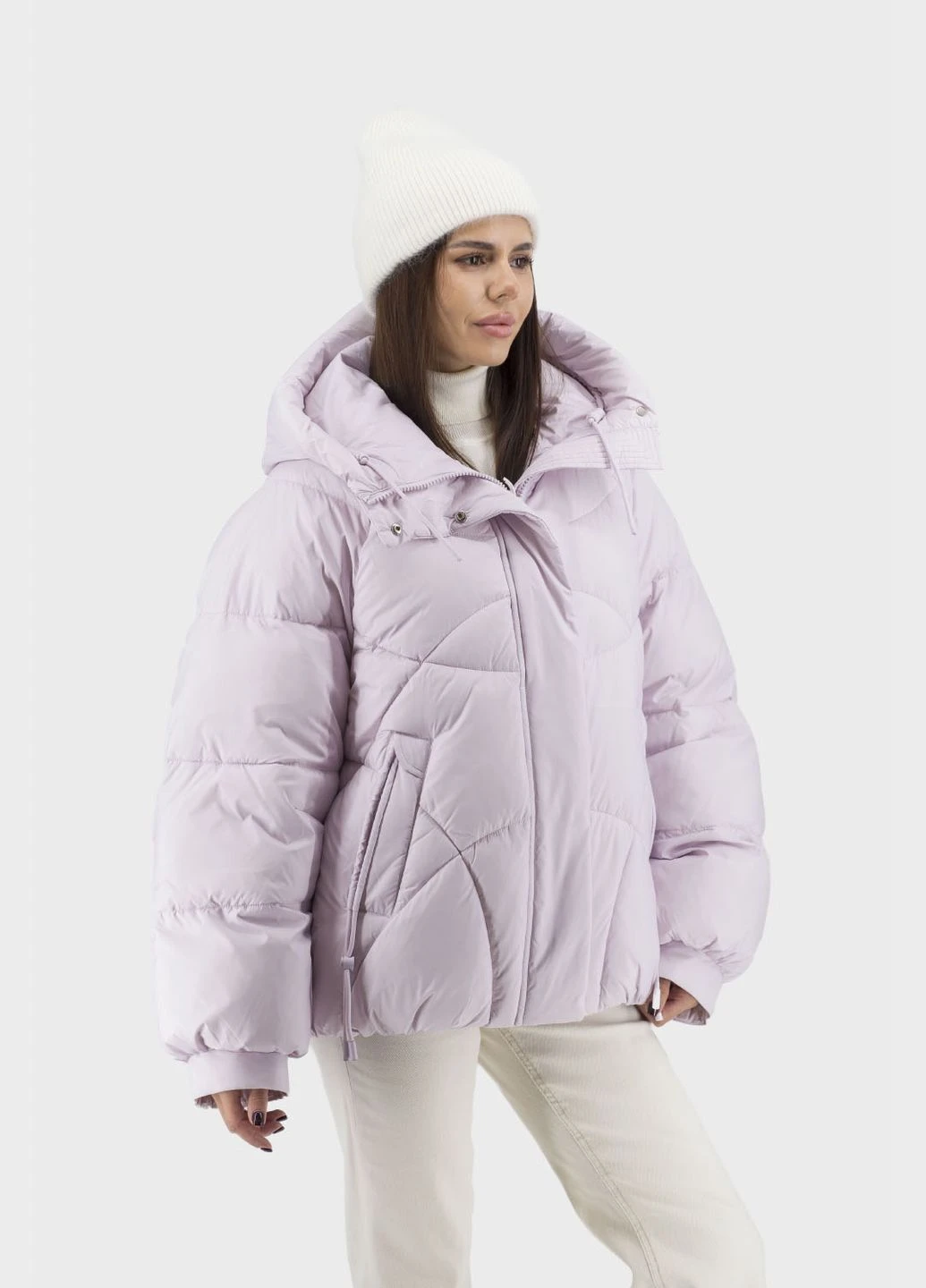 Сиреневый зимний Пуховик No Brand