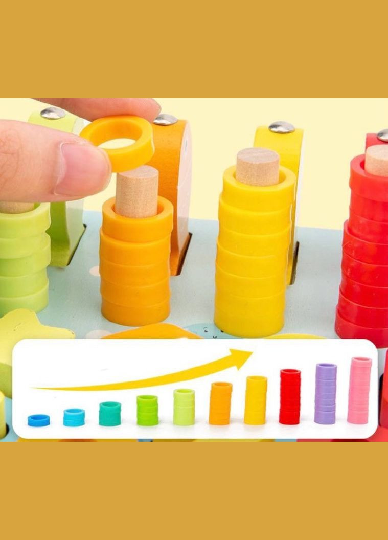 Дерев'яна навчальна гра-сортер LimoToy MD 1891 4 в 1 Монтессорі з магнітною риболовлею Limo Toy (327215977)