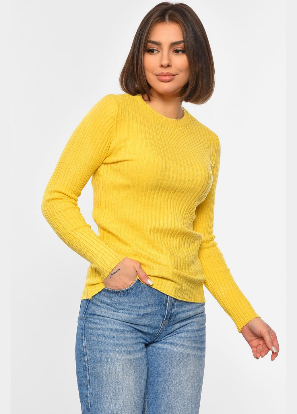 Гірчичний демісезонний кофта жіноча гірчичного кольору пуловер Let's Shop