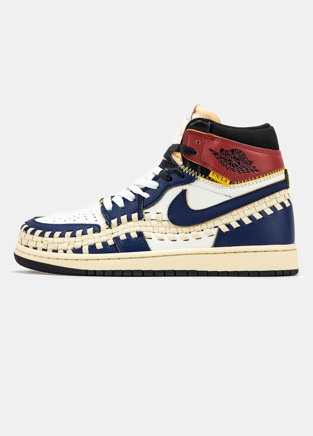 Синій Осінні кросівки чоловічі nike air jordan 1 x union l.a blue white red | найк аір джордан 1 сині білі червоні No Brand