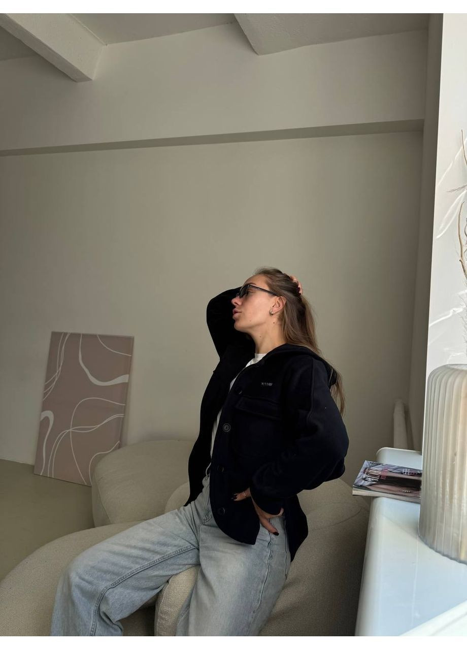 Черная повседневный рубашка однотонная Гермес с длинным рукавом