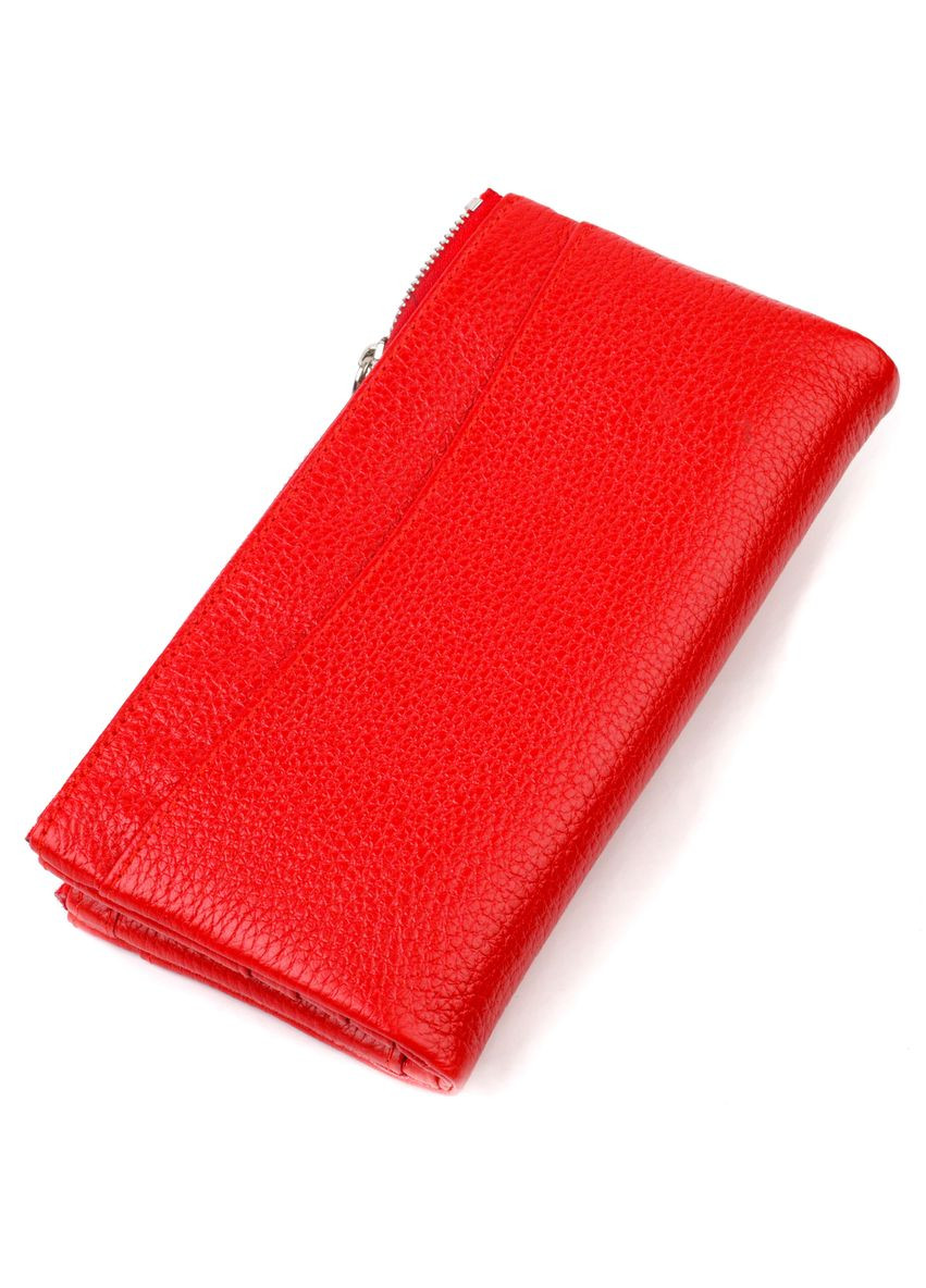 Жіночий гаманець із зручним функціоналом із натуральної шкіри 21895 Червоний Canpellini (306881568)
