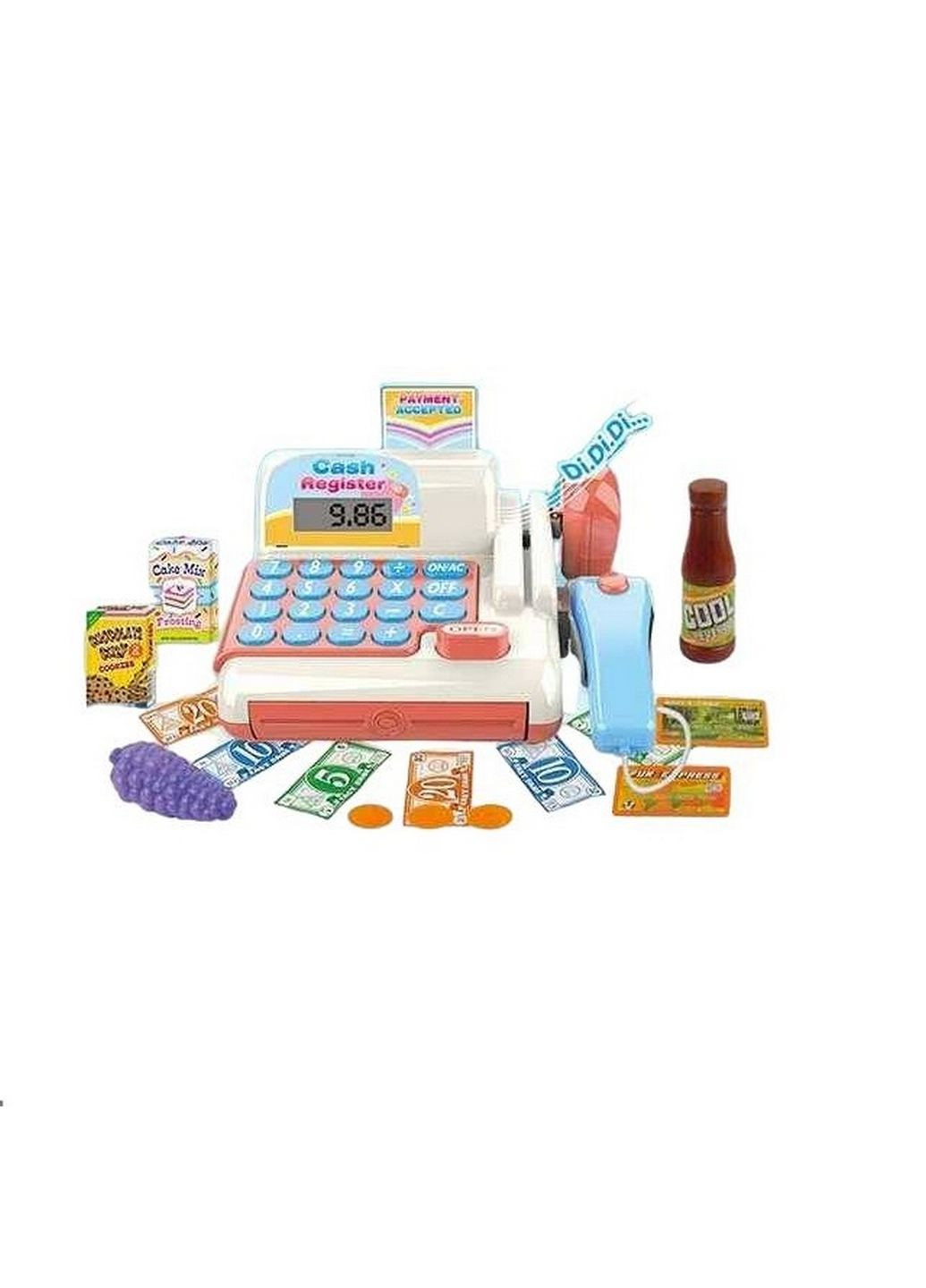 Игровой набор "Кассовый аппарат". 24 элементов, калькулятор, продукты, корзинка Joy Toy (288138428)
