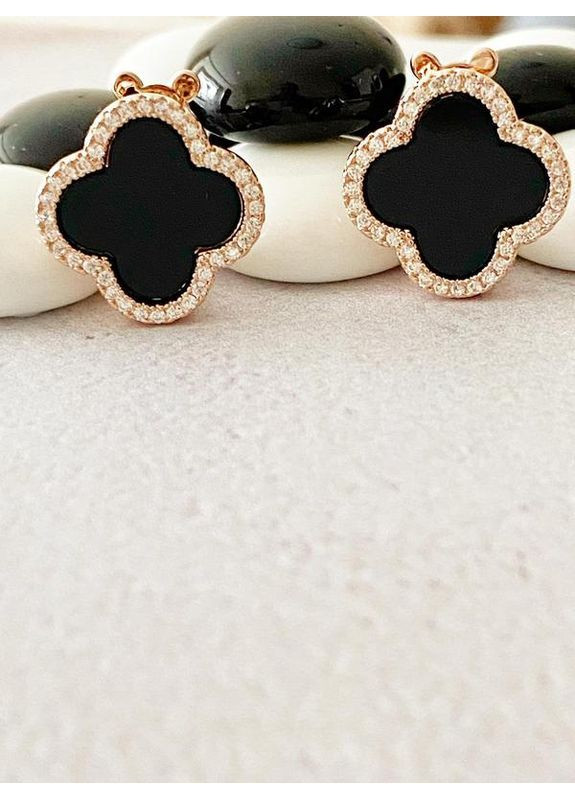 Позолочені Сережки "Конюшина" + Ланцюжок (Кольє) дов.40см-45см, дов.43см-49см. Позолота No Brand (364502962)