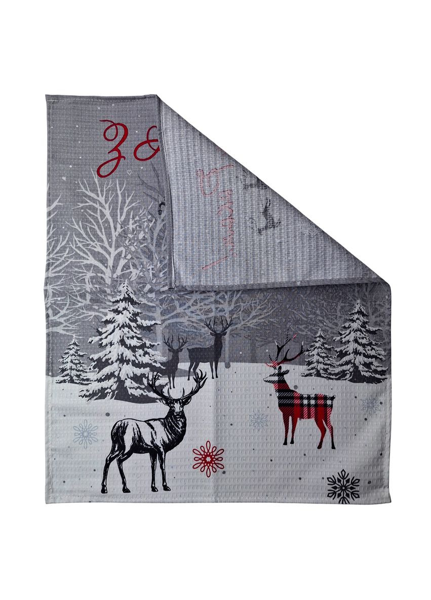 Кухонное полотенце Winter Time рождественское вафельное 45х60 см серое (2800004667203) SoundSleep серый