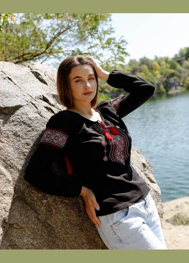 Чёрная вышиванка женская hc (h001-8607-015-22) Be in fashion (317313458)